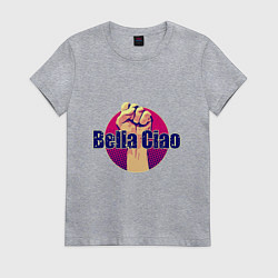 Футболка хлопковая женская Bella Ciao Fist, цвет: меланж