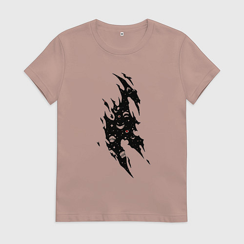Женская футболка Взгляд из тьмы / Пыльно-розовый – фото 1