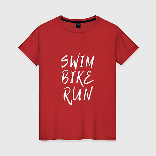 Женская футболка SWIM BIKE RUN / Красный – фото 1