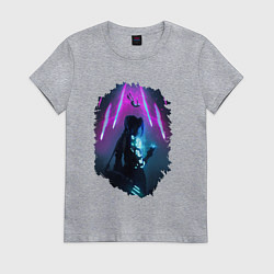 Футболка хлопковая женская ДЖИНКС, ЛИГА ЛЕГЕНД ARCANE JINX, цвет: меланж