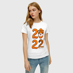 Футболка хлопковая женская Тигр 2022, цвет: белый — фото 2