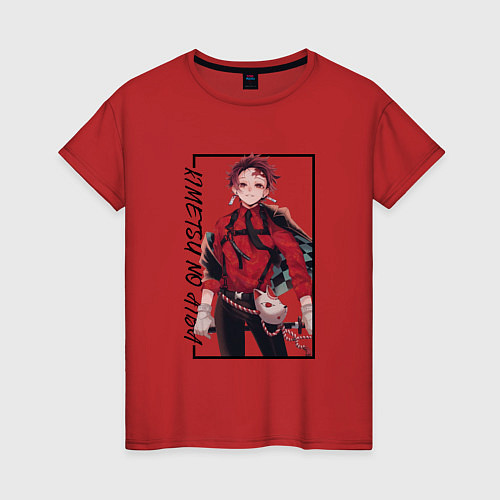 Женская футболка Танджиро Камадо Клинок, рассекающий демонов / Красный – фото 1