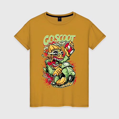 Женская футболка Go scoot! / Горчичный – фото 1