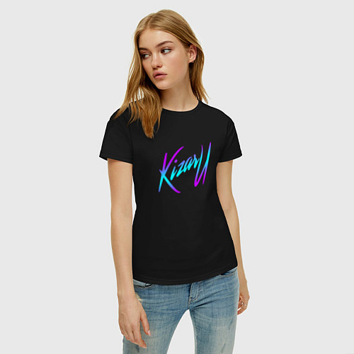 Женская футболка КИЗАРУ НЕОН ЛОГО KIZARU NEON LOGO / Черный – фото 3