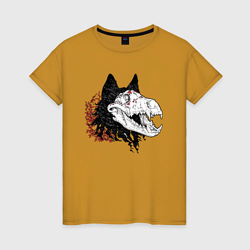 Женская футболка Fashionable avant-garde wolf / Горчичный – фото 1