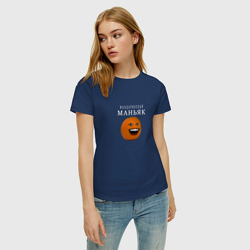 Женская футболка Мандариновый маньяк / Тёмно-синий – фото 3