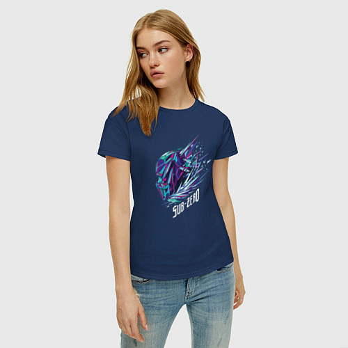 Женская футболка Саб-Зиро Мортал Комбат / Тёмно-синий – фото 3