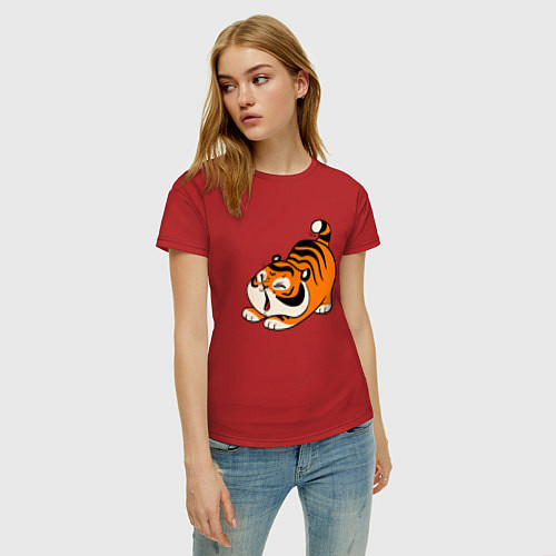 Женская футболка Милый тигренок cute tiger / Красный – фото 3