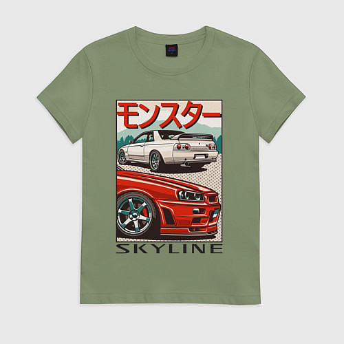 Женская футболка Nissan Skyline Ниссан Скайлайн / Авокадо – фото 1