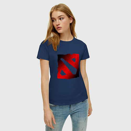 Женская футболка ЧЁРНО КРАСНОЕ ЛОГО ДОТА 2 DOTA 2 LOGO / Тёмно-синий – фото 3