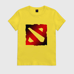 Футболка хлопковая женская ЧЁРНО КРАСНОЕ ЛОГО ДОТА 2 DOTA 2 LOGO, цвет: желтый