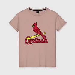 Футболка хлопковая женская St Louis Cardinals - baseball team, цвет: пыльно-розовый