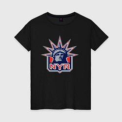 Футболка хлопковая женская Нью Йорк Рейнджерс New York Rangers, цвет: черный