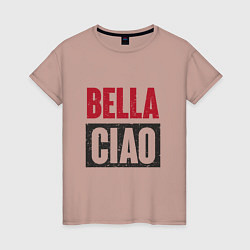 Футболка хлопковая женская Bella Ciao - Money Heist, цвет: пыльно-розовый