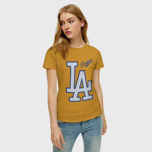 Женская футболка Los Angeles Dodgers - baseball team / Горчичный – фото 3