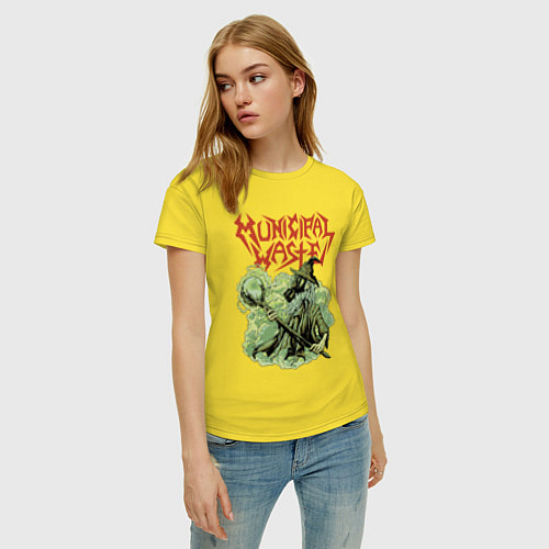 Женская футболка Municipal Waste - environmental disaster / Желтый – фото 3