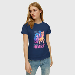 Футболка хлопковая женская My Little Pony Follow your heart, цвет: тёмно-синий — фото 2