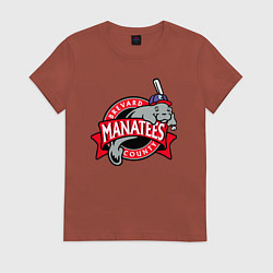 Футболка хлопковая женская Brevard County Manatees - baseball team, цвет: кирпичный