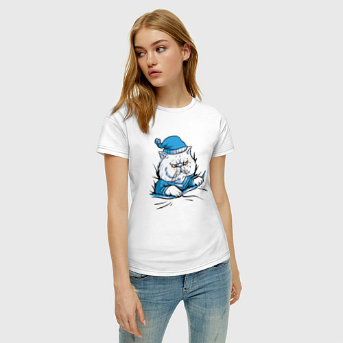 Женская футболка Спящий и очень злой толстый кот / Белый – фото 3