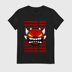 Футболка хлопковая женская GEOMETRY DASH КРАСНЫЙ ОГНЕННЫЙ ДЕМОН, цвет: черный