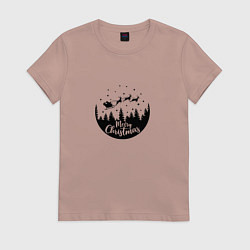 Футболка хлопковая женская Елочка в новом году 2022, цвет: пыльно-розовый