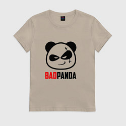 Футболка хлопковая женская Пандочка 2022, цвет: миндальный