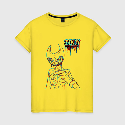 Женская футболка GLITCH BENDY AND THE INK MACHINE / Желтый – фото 1