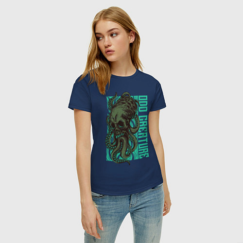 Женская футболка Осьминог с черепом / Тёмно-синий – фото 3