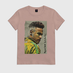 Футболка хлопковая женская Neymar Junior - Brazil national team, цвет: пыльно-розовый