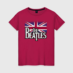 Футболка хлопковая женская The Beatles Great Britain Битлз, цвет: маджента