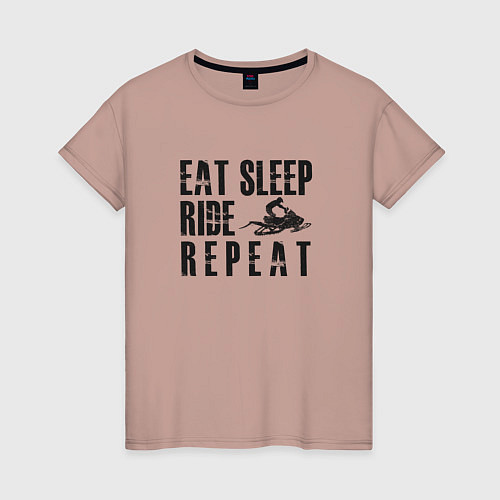 Женская футболка Eat, sleep, ride, repeat / Пыльно-розовый – фото 1