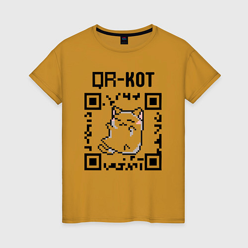 Женская футболка QR кот QR code / Горчичный – фото 1