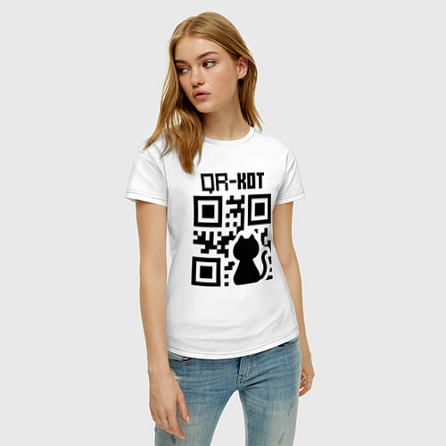 Женская футболка QR КОТ КОТЕНОК / Белый – фото 3
