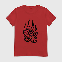 Футболка хлопковая женская ВЕЛЕС РУНА ЧЁРНАЯ, цвет: красный
