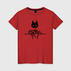 Футболка хлопковая женская Stray: Black Logo, цвет: красный