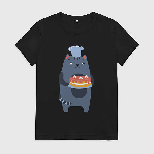 Женская футболка Котик Повар 2022 / Черный – фото 1