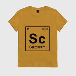 Футболка хлопковая женская САРКАЗМ - SARCASM, Sc Таблица Менделеева, цвет: горчичный