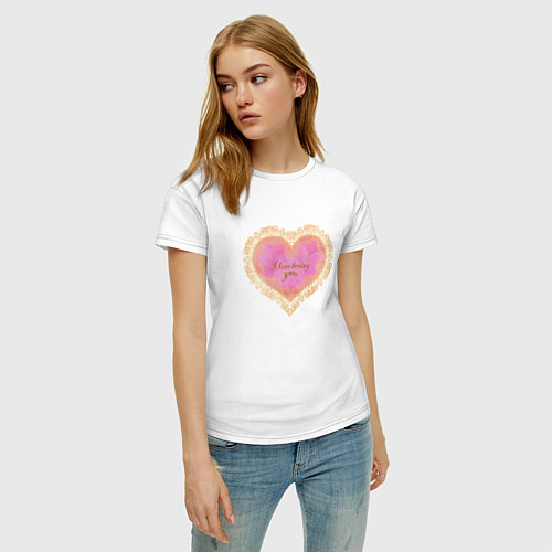 Женская футболка Я люблю тебя любить Признание-валентинка Золотой т / Белый – фото 3