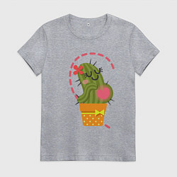 Футболка хлопковая женская Влюблена в кактус, цвет: меланж