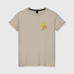 Футболка хлопковая женская Yellow canary Tweety, цвет: миндальный