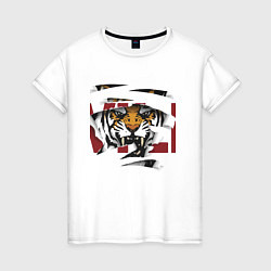 Футболка хлопковая женская Tiger inside, цвет: белый