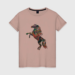 Футболка хлопковая женская Лошадь из линий, цвет: пыльно-розовый