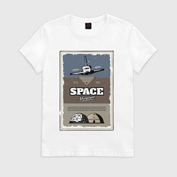 Футболка хлопковая женская Space adventure a scientific odyssey, цвет: белый