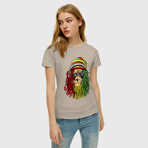 Женская футболка Rasta lioN / Миндальный – фото 3