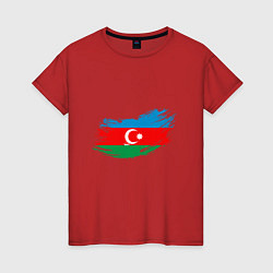 Футболка хлопковая женская Флаг - Азербайджан, цвет: красный