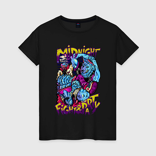 Женская футболка Midnight fight & party! / Черный – фото 1