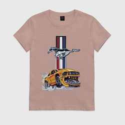 Футболка хлопковая женская Мустанг раскрыл пасть!, цвет: пыльно-розовый