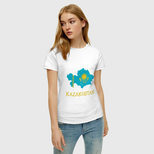 Женская футболка Map Kazakhstan / Белый – фото 3