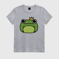 Футболка хлопковая женская Frog Lucky король, цвет: меланж