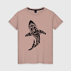 Футболка хлопковая женская Sharks tattoo, цвет: пыльно-розовый